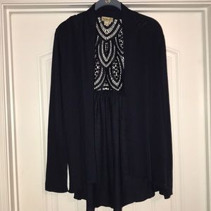 Navy Blue lace back cardigan/shawl